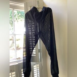 nwot black dance pants with side open slits and built in bloomers